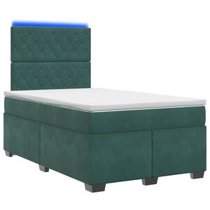 vidaXL Pat boxspring cu saltea Verde &icirc;nchis 120 x 190 cm Catifea