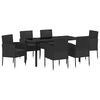 vidaXL Set de masă pentru grădină cu pernă 7 pcs Negru poliratan