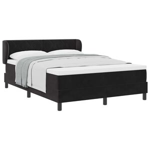 vidaXL Pat cu arcuri cu headboard Negru 140 x 190 cm Catifea