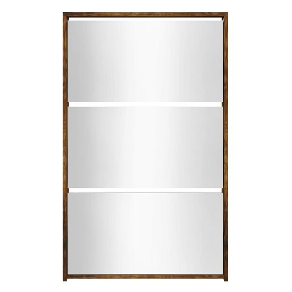 vidaXL Pantofar cu oglindă, 3 niveluri, Stejar fumuriu, 63x17x102,5 cm