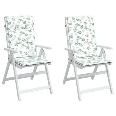 vidaXL Perne de scaun spătar înalt, 2 buc., model frunze, textil