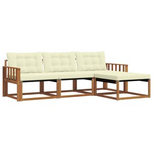 vidaXL Set de canapele de exterior cu pernă 4 pcs Natural și Crem