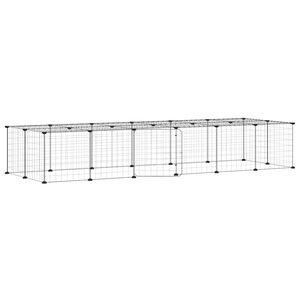 vidaXL Cușcă animale de companie cu ușă 28 panouri negru 210x70x35 cm oțel