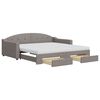 vidaXL Pat de zi cu extensie și sertare, gri taupe, 100x200 cm, textil