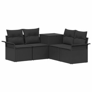vidaXL Set de canapea 5 buc. Negru Ratan poli și Oțel
