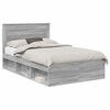 vidaXL Cadru de pat Simplu Gri Sonoma 135 x 190 cm Lemn de pin masiv