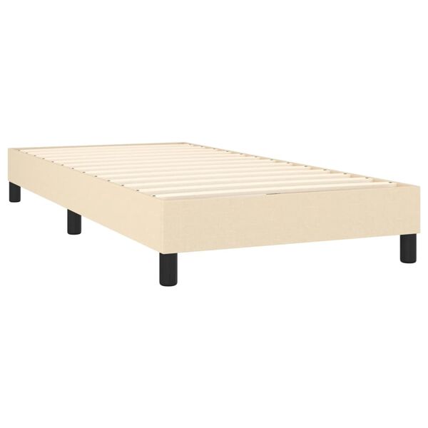 vidaXL Pat box spring cu saltea, crem, 90x190 cm, textil