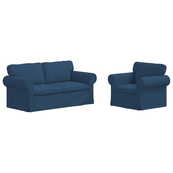 vidaXL Set de canapea 2 pcs albastru 175 x 82 x 80 cm țesătură