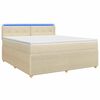 vidaXL Pat boxspring cu saltea cu benzi LED Crem 140 x 200 cm Țesătură