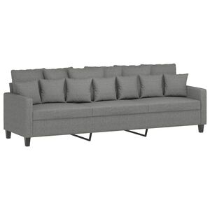 vidaXL Canapea cu 3 locuri, gri &icirc;nchis, 210 cm, material textil