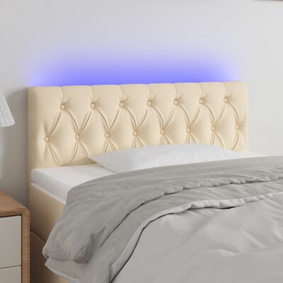vidaXL Tăblie de pat cu LED, crem, 90x7x78/88 cm, textil