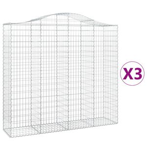 vidaXL Coșuri gabion arcuite 3 buc, 200x50x180/200 cm, fier galvanizat