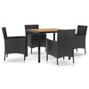 vidaXL Set mobilier de grădină cu perne, 5 piese, negru, poliratan