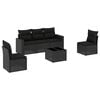 vidaXL Set mobilier de grădină cu perne, 6 piese, negru, poliratan