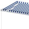 vidaXL Copertină autonomă retractabilă manual, albastru/alb, 350x250cm