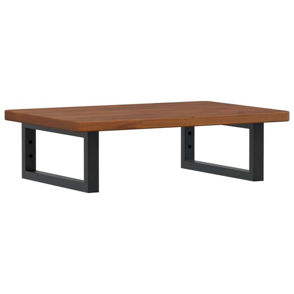 vidaXL Raft pentru lavoar montat pe perete, oțel și lemn masiv stejar