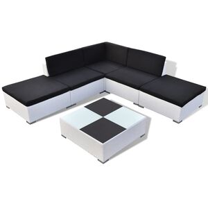 vidaXL Set mobilier de grădină cu perne, 6 piese, alb, poliratan