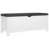 vidaXL Cutie de depozitare cu pernă, alb, 105x40x45 cm, lemn prelucrat