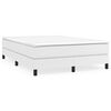 vidaXL Pat box spring cu saltea, alb, 140x200 cm, piele ecologică