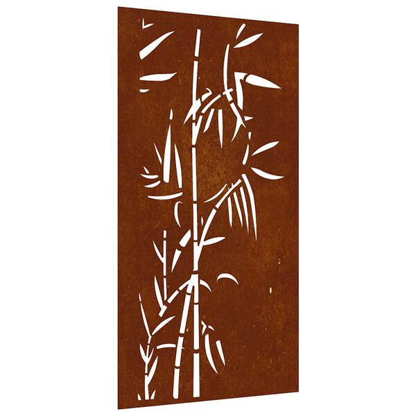 vidaXL Decorație perete de grădină 105x55 cm design bambus oțel Corten