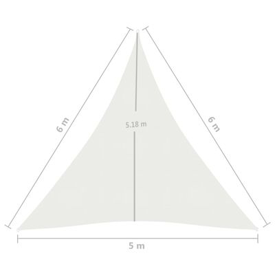 vidaXL Pânză parasolar, alb, 5x6x6 m, 160 g/m², HDPE
