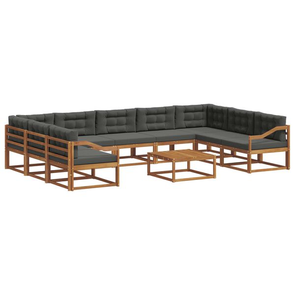 vidaXL Set de canapele de exterior cu pernă 10 pcs Natural și Antracit