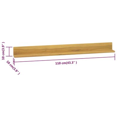 vidaXL Rafturi de perete, 2 buc., 110x10x10 cm, lemn masiv de tec