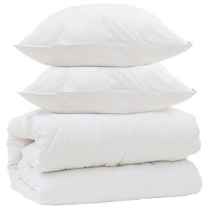 vidaXL Duvet cu perne cu pernă 3 pcs Alb Microfibră