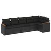 vidaXL Set mobilier de grădină cu perne, 6 piese, negru, poliratan