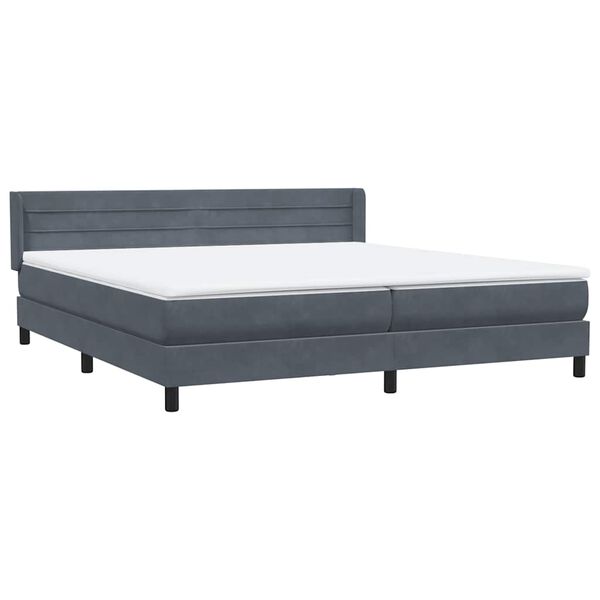 vidaXL Pat box spring cu saltea, gri &icirc;nchis, 200x210 cm, catifea
