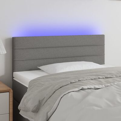 vidaXL Tăblie de pat cu LED, gri închis, 80x5x78/88 cm, textil