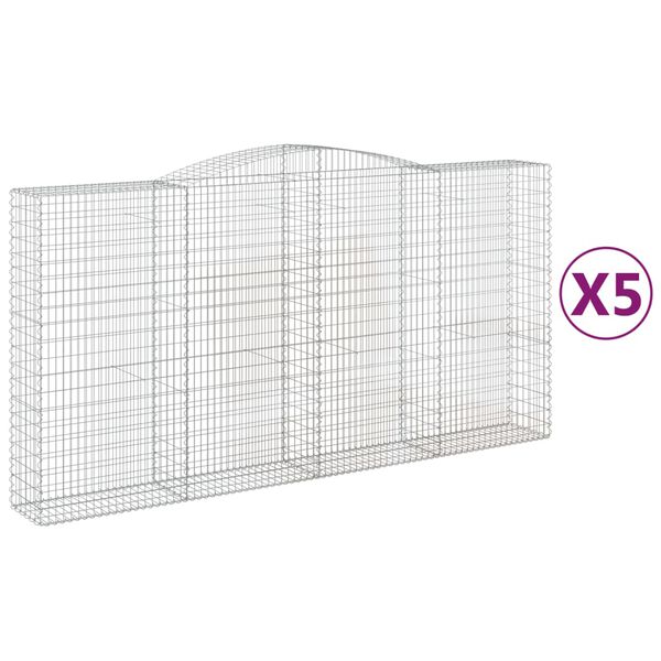 vidaXL Coșuri gabion arcuite, 5 buc 400x50x200/220 cm, fier galvanizat