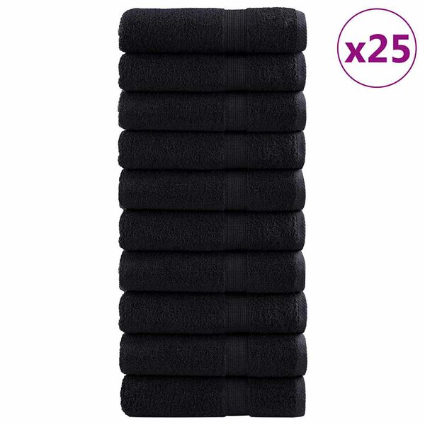 vidaXL Prosop pentru musafiri SOLUND 25 pcs Negru 70 x 140 cm Bumbac