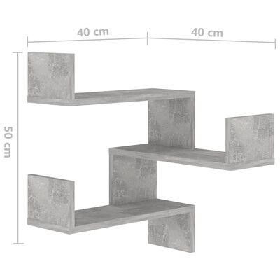 vidaXL Rafturi de perete pe colț 2 buc. gri beton 40x40x50 cm PAL