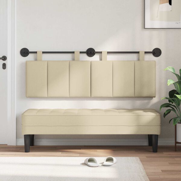 vidaXL Cap de pat suspendat Pe perete Crem 150 x 55 x 5 cm țesătură