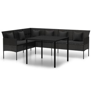 vidaXL Set mobilier de grădină cu perne, 2 piese, negru, poliratan