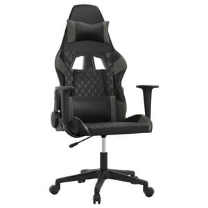 vidaXL Scaun de gaming de masaj, negru și gri, piele ecologică