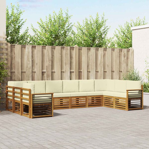 vidaXL Set canapea sectională cu pernă 10 pcs Natural și Crem