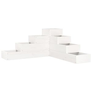 vidaXL Jardinieră grădină 4 niveluri, alb 80,5x79x36 cm lemn masiv pin