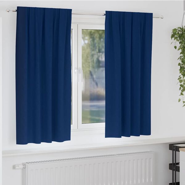 vidaXL Perdele Opaque cu Inel 2 pcs Albastru &icirc;nchis 175 x 140 cm