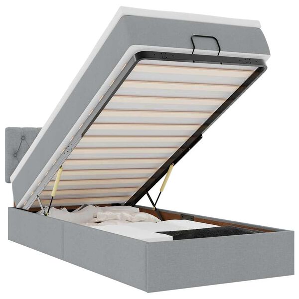 vidaXL Pat otoman cu saltea țesătură gri deschis 100x200 cm