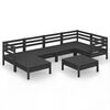 vidaXL Set mobilier de grădină, 7 piese, negru, lemn masiv de pin