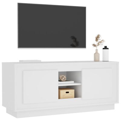 vidaXL Comodă TV, alb, 102x35x45 cm, lemn prelucrat