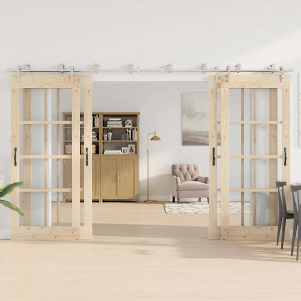 vidaXL Set piese pentru ușă glisantă, argintiu, 366 cm oțel inoxidabil