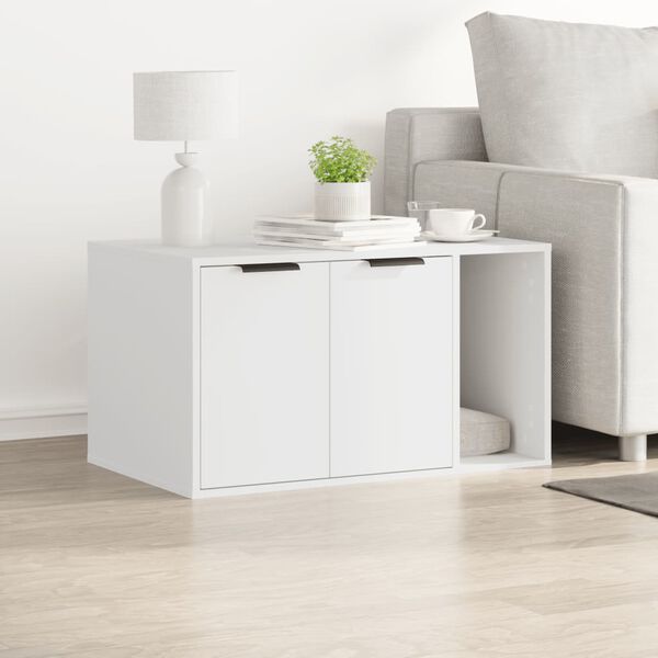 vidaXL Cutie litieră pisici alb 80x50x45 cm lemn prelucrat