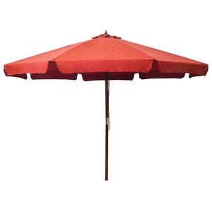 vidaXL Umbrelă de soare de exterior, st&acirc;lp lemn, cărămiziu, 330 cm