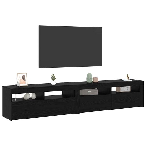 vidaXL Cabinet TV 2 pcs Stejar Negru 210 x 35 x 40 cm Lemn compozit