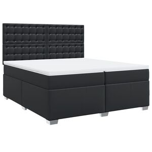 vidaXL Pat box spring cu saltea, negru, 200x200 cm, piele ecologică