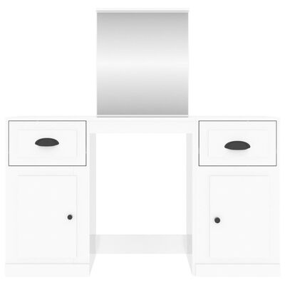 vidaXL Masă de toaletă cu oglindă, alb extralucios, 130x50x132,5 cm