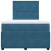 vidaXL Pat box spring cu saltea, albastru, 120x200 cm, catifea